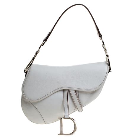 christian dior saddle leather white bag|dior saddle bag fashionphile.